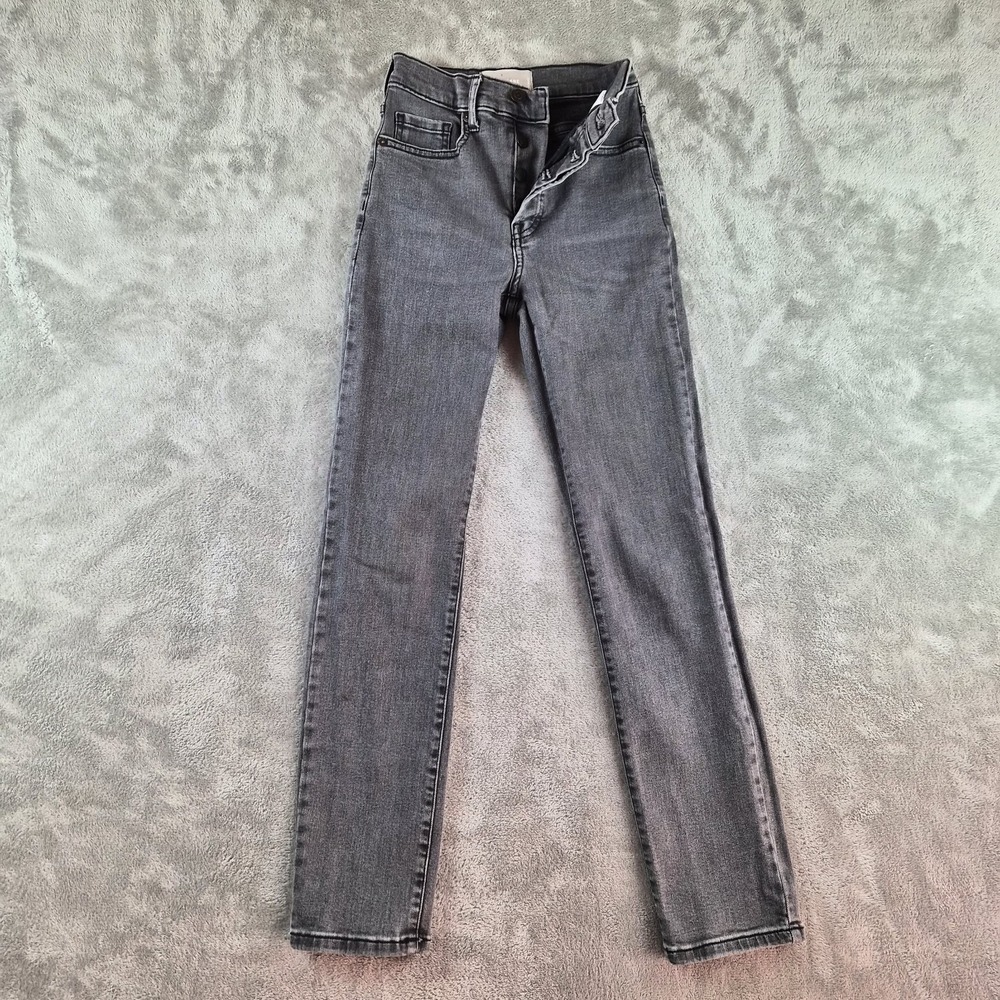 Everlane Cigarette Jeans Womens 24 Grey Denim High Rise Slim Straight Stretch
